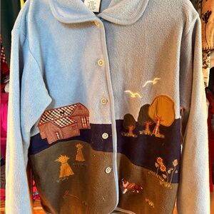 Farm theme fleece button down